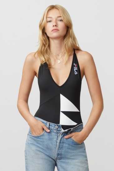 Fila Femme Zeta Bodysuit Blk/Wht Fila France IKP-251689